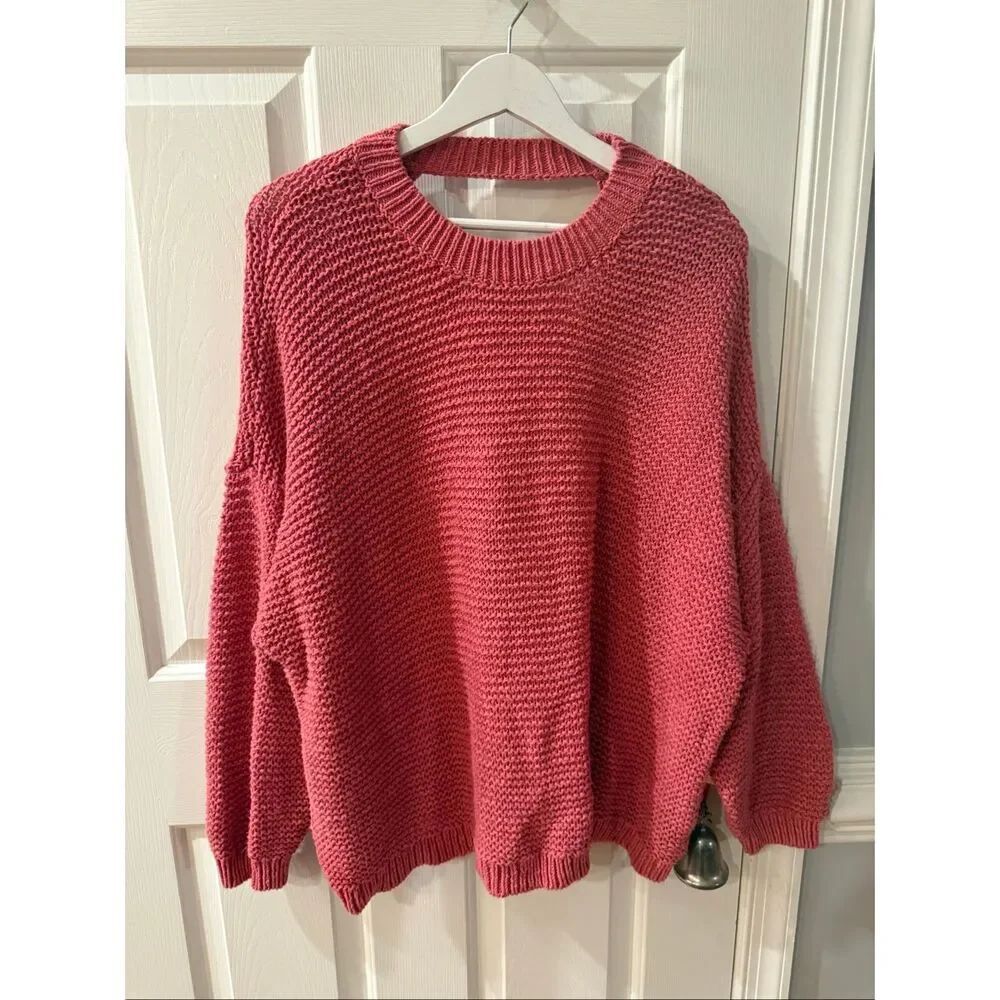 Aerie Mauve Open Back Tue Back Chunky Knit Sweater sz XL